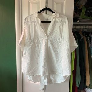 Madewell White Slight High/Low Top
